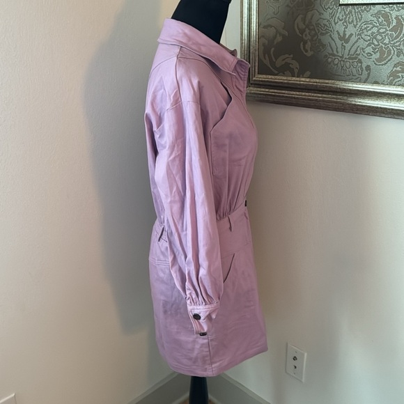 TCEC lilac light purple buttoned down elastic waist shirt mini dress Sz M - Picture 4 of 9